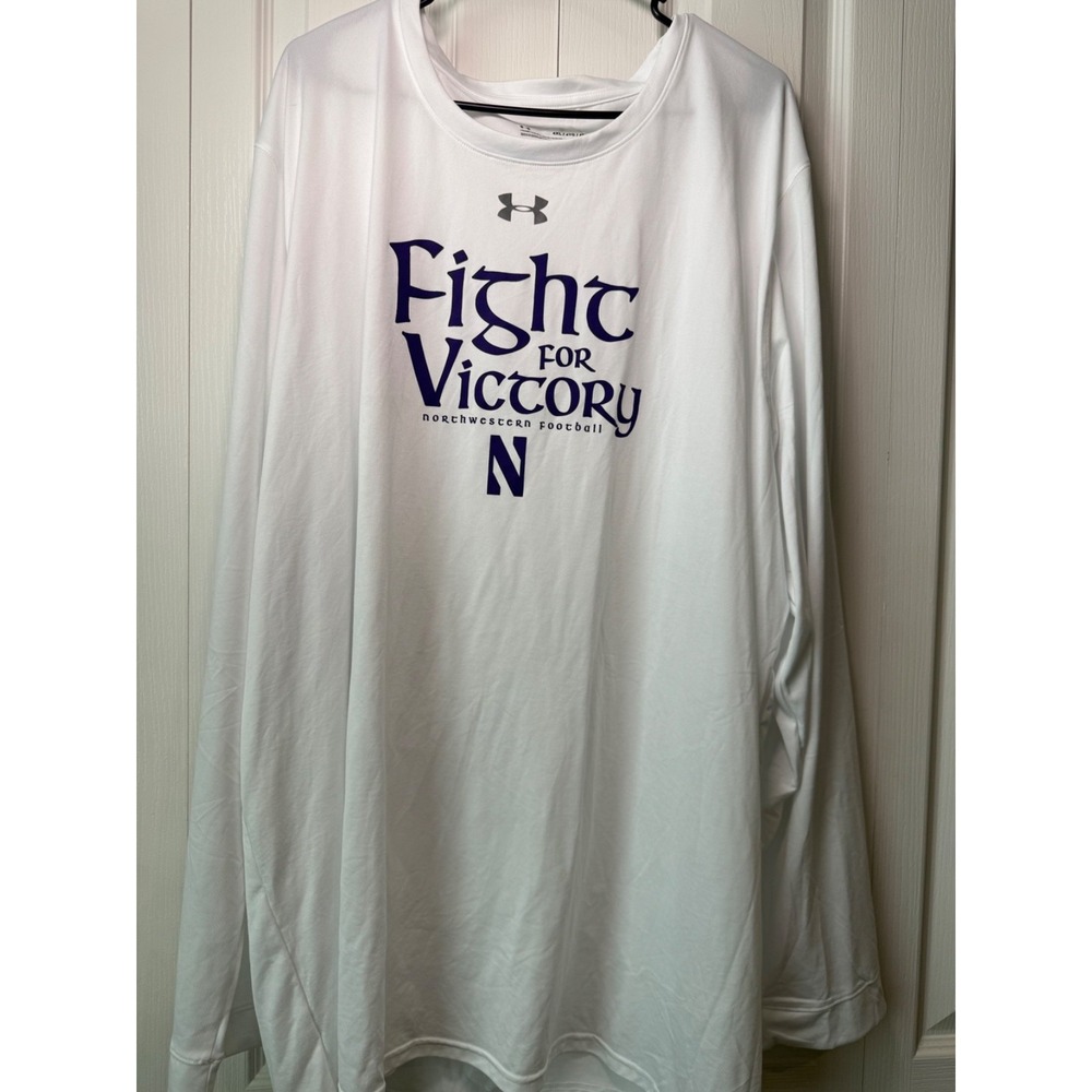 Under Armour Northwestern Football "Fight For Victory" HeatGear Shirt 4XL USA Ir